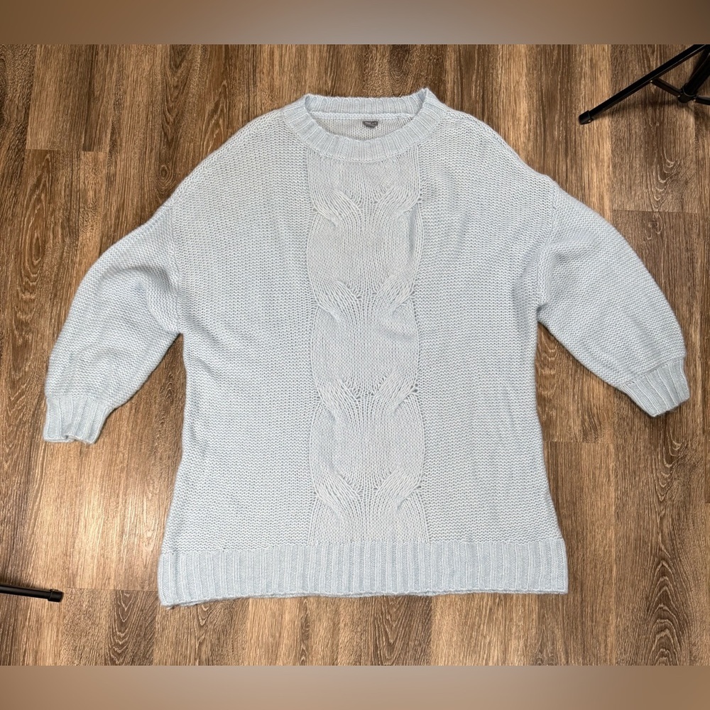 Aerie Light Blue‎ Cable Knit wool-blend Sweater Romantic Whimsy sz:XL